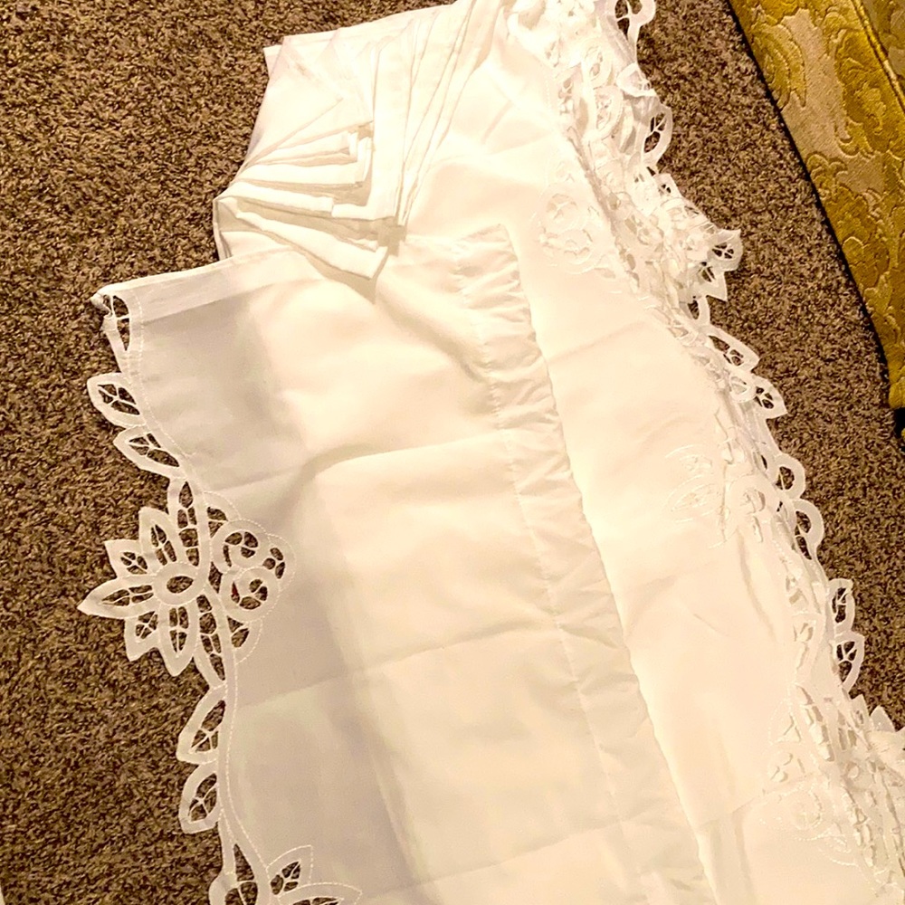 16 White Lace Look Curtain Lot 60”x16”